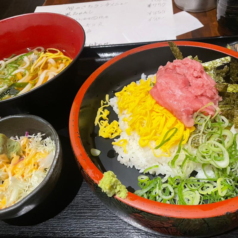 ネギトロ丼と麺定食(なごみ庵 旬のさち 北浜店)
