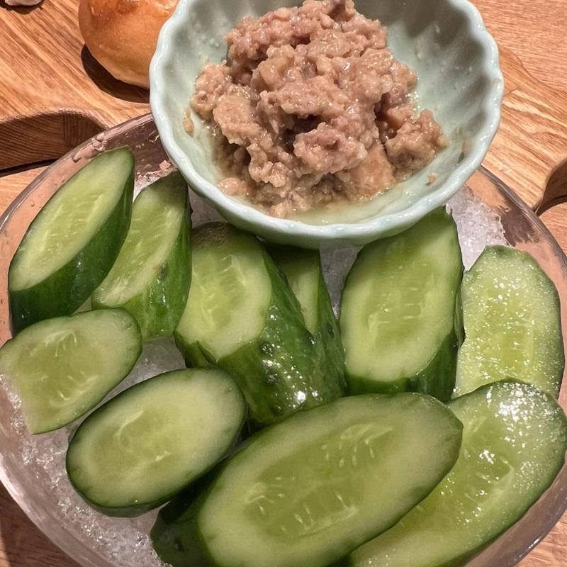 胡瓜オリジナル肉味噌(地産地消 十勝帯広 大衆食堂とかち晴ル)