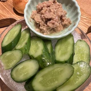 胡瓜オリジナル肉味噌(地産地消 十勝帯広 大衆食堂とかち晴ル)