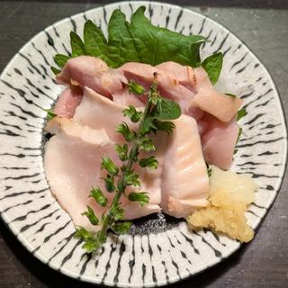 鹿児島産種鶏のたたき(九州料理二代目もつ鍋わたり 立川店)