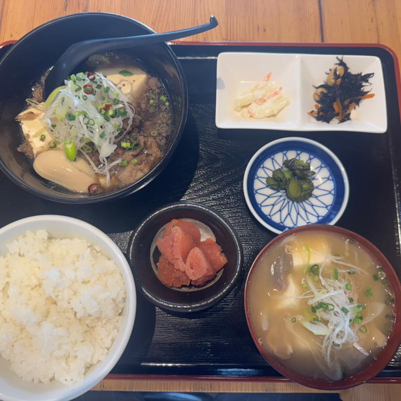 牛すじ定食　豚汁+明太子(酒と飯　たまる食堂)