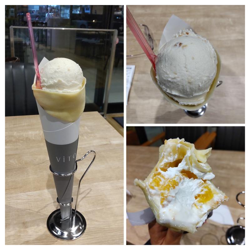 オレンジヨーグルトクレープアイスのせ(ViTO × IWAIZUMI盛岡店 イタリアンジェラートカフェ ＆ 岩泉セレクトショップ)