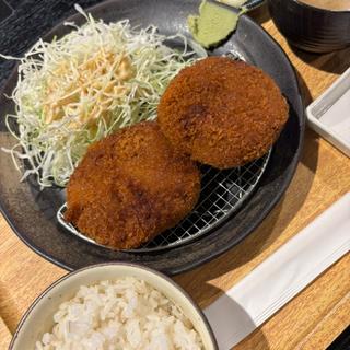 牛メンチカツ定食(牛かつ上村 イオン岡山店)