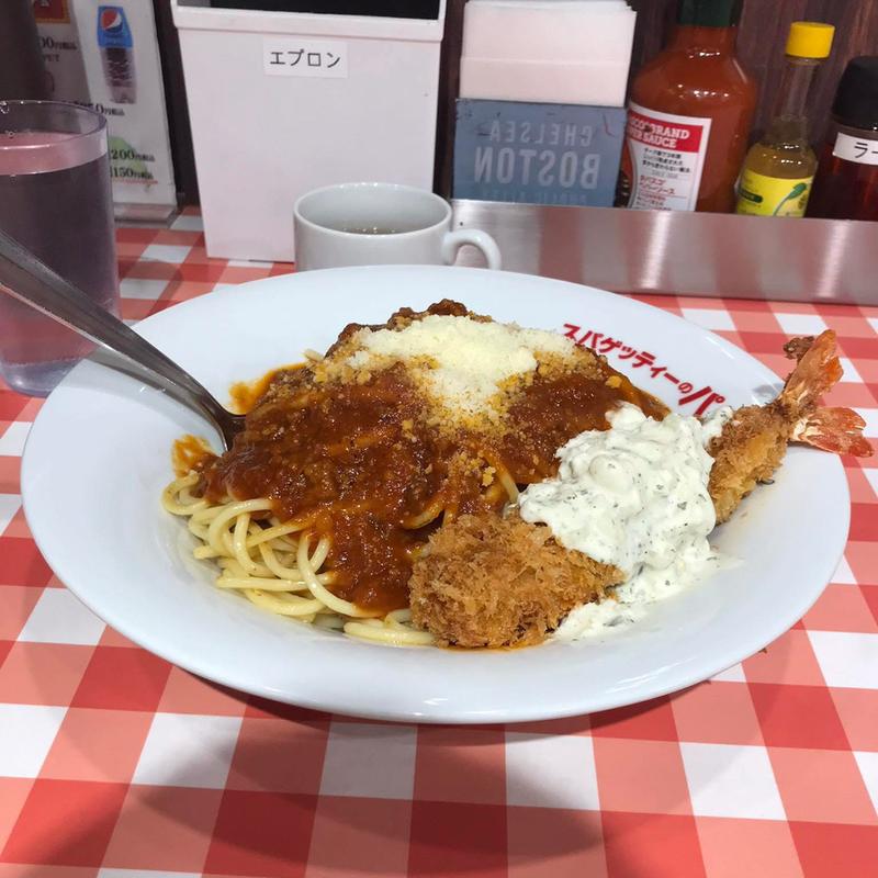 ミートソース エビフライ(スパゲッティーのパンチョ 吉祥寺店)
