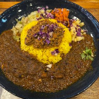 カレー定食2種盛(スパイスカレー青藍)