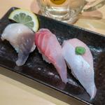 店長の三種盛(活ほっき貝・めじな・ぶりトロ)