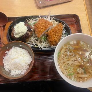 ワサマヨハンバーグとヒレカツセット(武州うどんあかね&みどりダイニング)