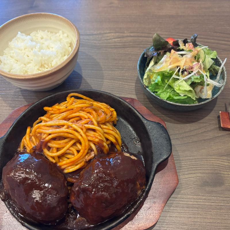 ハンバーグスパゲティセット(ダブル)(仔うま食堂)