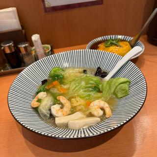 かしらそば ハーフ天津飯セット(京の中華 ハマムラ 近鉄名店街みやこみち店)