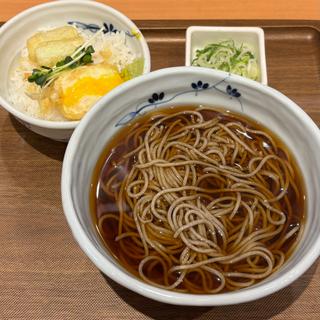 半熟たまご天小丼とそば(かけ)(そばいち二八 上野店)