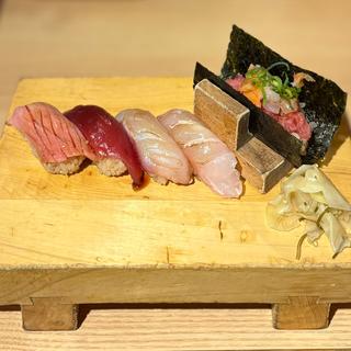 赤酢握り鮨5貫(鮨とラーメン うおがしや)