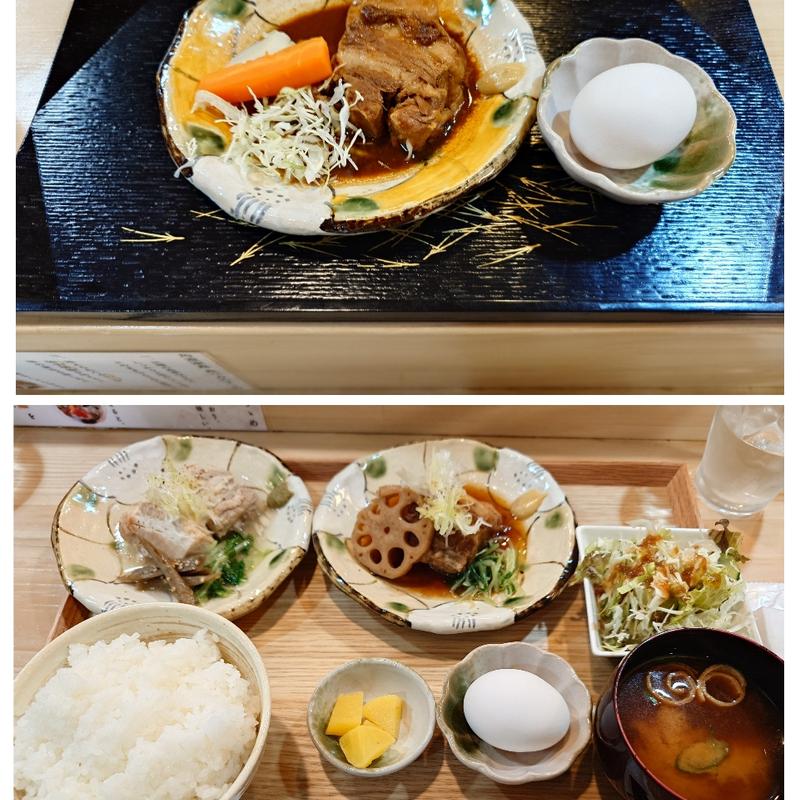2種盛り定食しょうゆ&塩ご飯大盛り+角煮単品1品みそ(ぶた路)