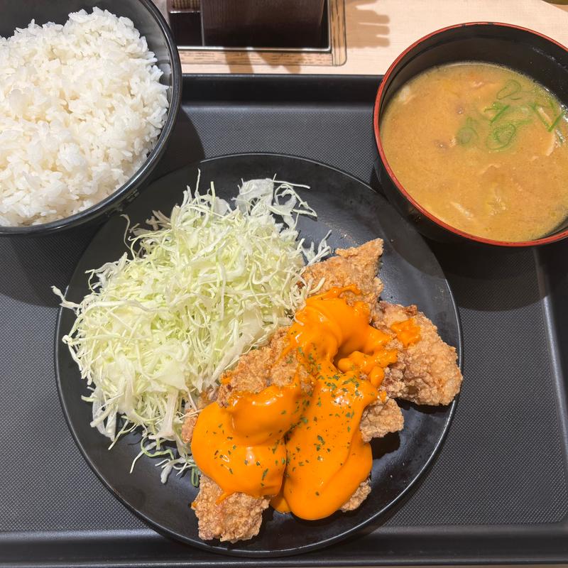 コチュマヨ唐揚げ定食(5個) 豚汁セット(松のや 中野坂上店)