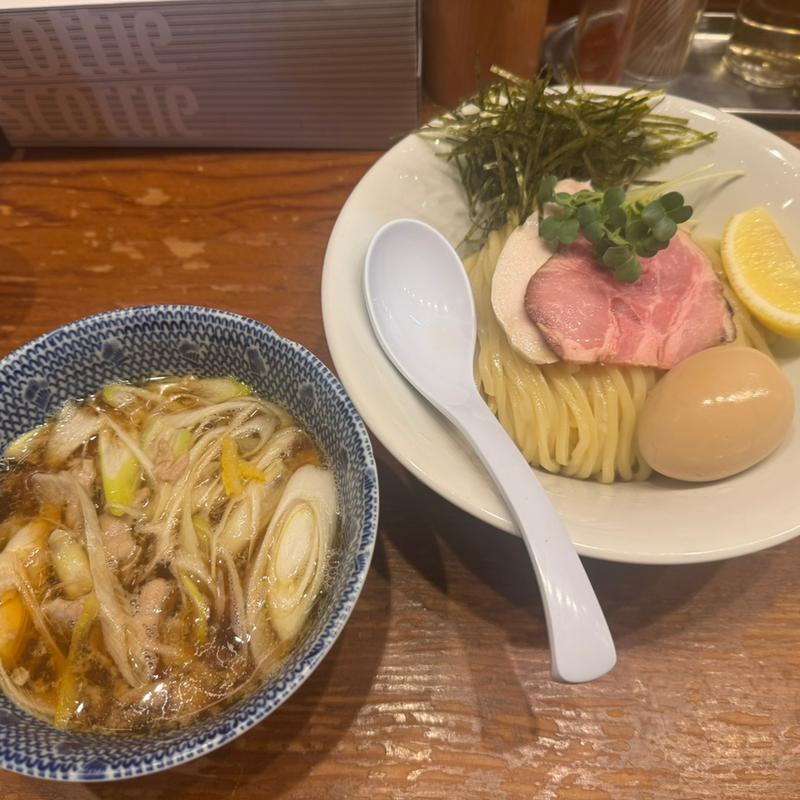 豚バラねぎつけ麺　大盛り味付け玉子(中華そば つけ麺 百日紅 新宿店)