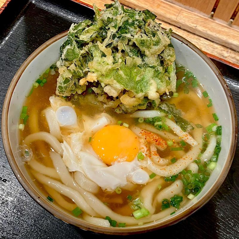 月見春菊天うどん(金町うどん)
