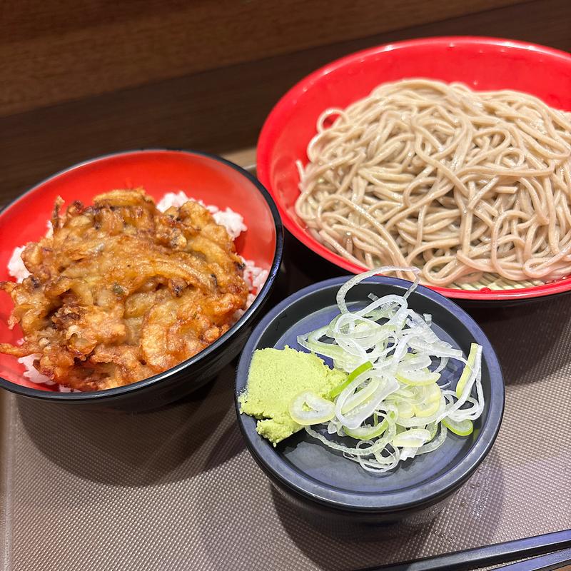 ミニゲソ天丼セット(名代 富士そば 新宿都庁店)