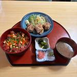 バラ海鮮丼と唐揚げセット