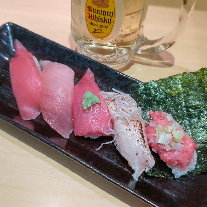 まぐろ五種盛り(神奈川回転寿司 二代目ぐるめ亭 港南台バーズ店)