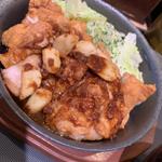 にんにく醤油の揚げる鶏テキ定食 豚汁