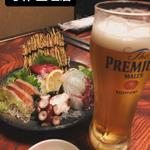 刺身4点盛りとビール