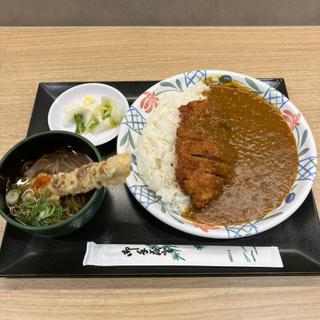 チキンカツカレー×ミニちく天そば(カレー&そば ミンガス)