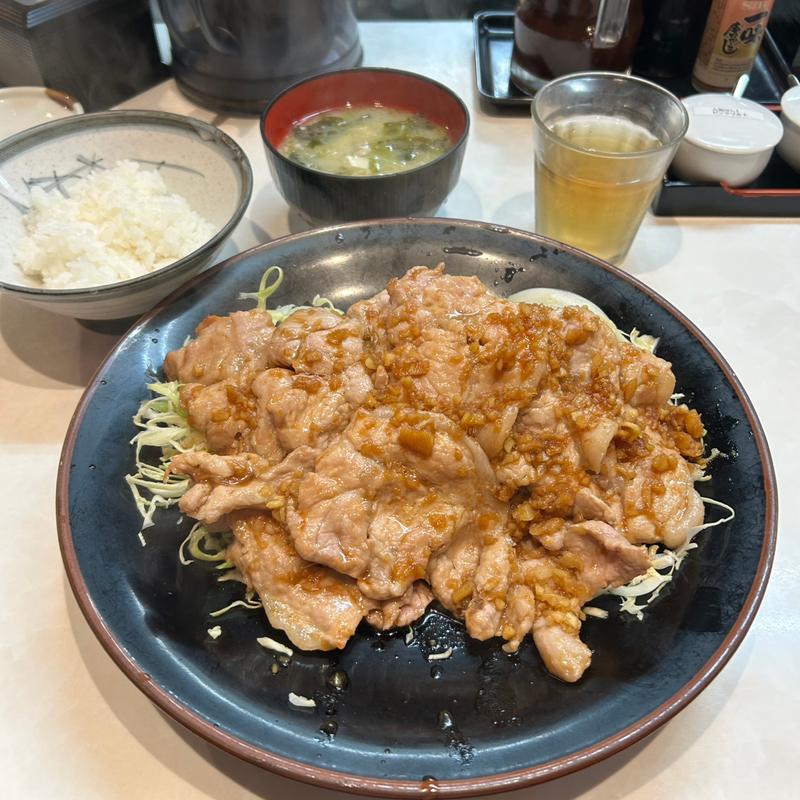 ロースしょうが焼き定食、肉増し(まるやま食堂 )
