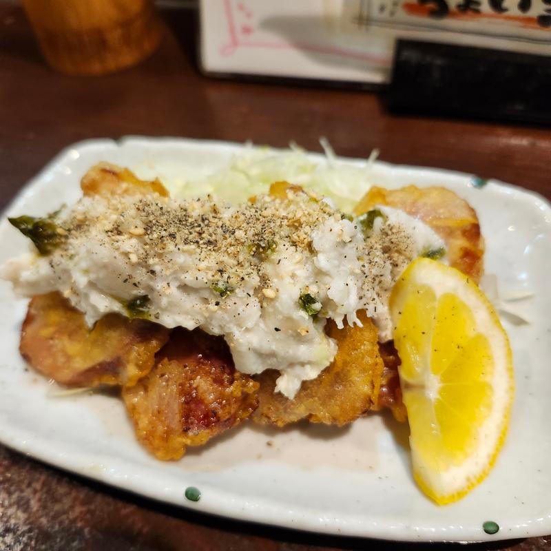 鴨の竜田揚げ里芋とろろがけ(居酒屋くんか)