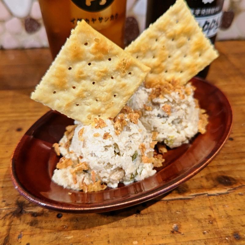 上州ねぎとキノコのアンチョビ風ポテサラ(イザカヤ 山角)