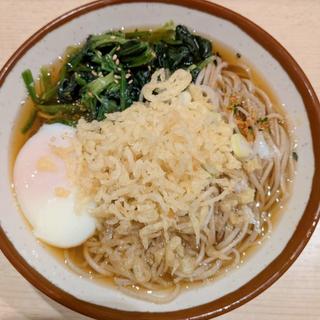 朝そば 温玉・ほうれん草