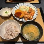 から揚げ&コロッケ定食