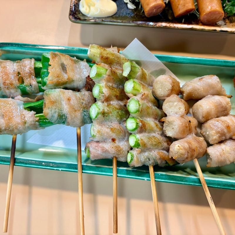 焼き物(肉巻き3種盛り)(串焼き 与兵)