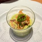 サーモンとグリーンアスパラのヴェリーヌ