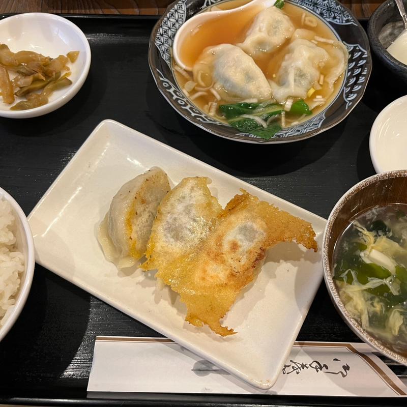 焼き水餃子定食(餃子満彩 人形町店)
