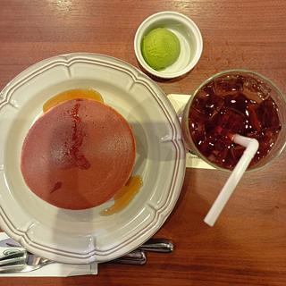 ホットケーキ 抹茶アイス アイスティー