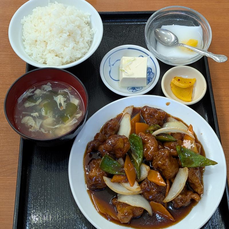 黒酢スブタ定食(中華料理 嘉宴 千鳥町店)