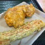 黒胡椒かしわ天（250）+ちくわ磯辺揚げ（130）(はなまるうどん 滋賀東草津店 )