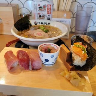 追いかつおラーメン赤酢握り5貫セットオープン記念