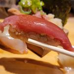 プレミアム貝だしラーメン大盛り＋赤酢にぎり鮨3貫