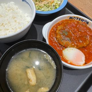 うまトマハンバーグ定食(松屋·松のや都城店)