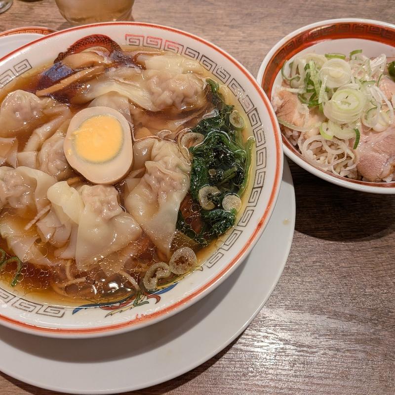 雲呑麺　煮豚飯セット(手包わんたん麺酒家 広州市場 横浜ポルタ店)