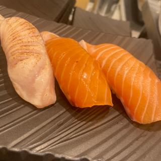 サーモン三貫盛り(立喰い寿司ABURI百貫 ペリエ海浜幕張店)