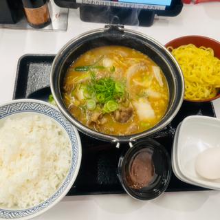 牛肉玉ラーメン鍋膳(とんこつ)(吉野家 千早東店)