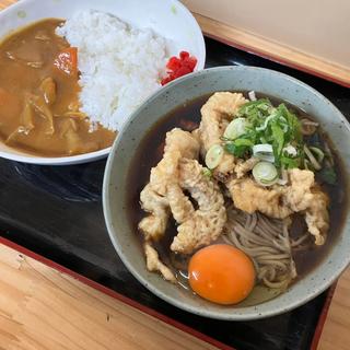 ゲソ天そば 生卵 ミニカレー(立ち喰いそば屋 天勇)