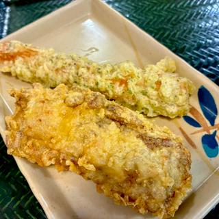 黒胡椒かしわ天(250)+ちくわ磯辺揚げ(130)