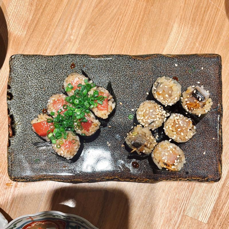 本鮪とろたく巻(あて巻きと肴)