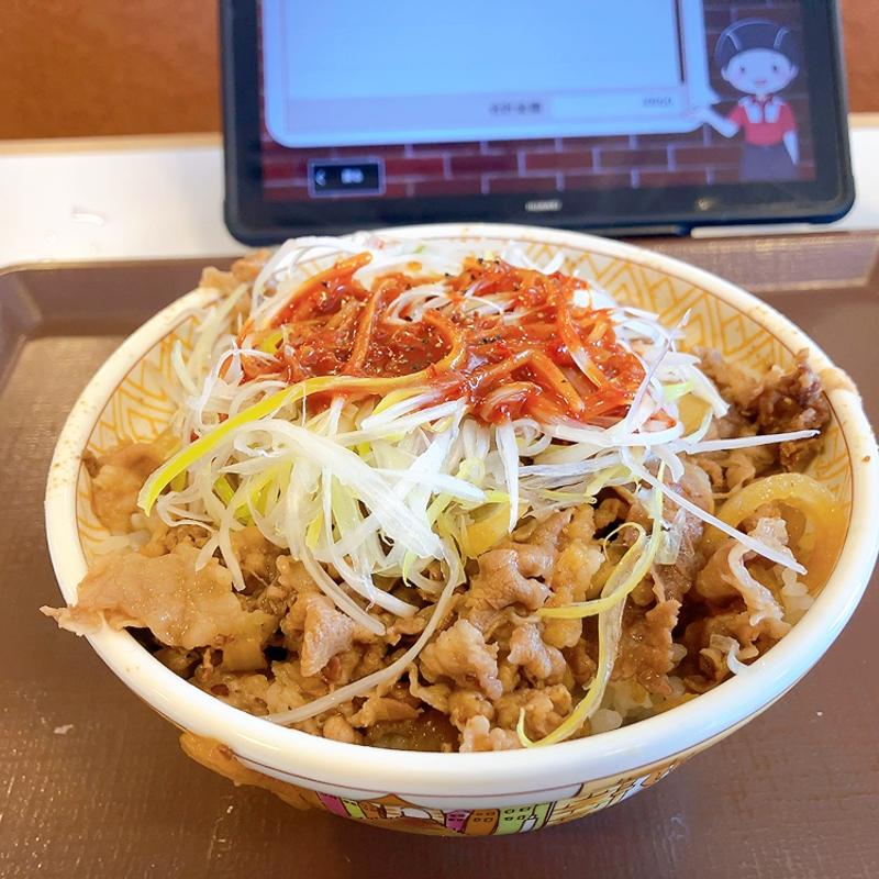 しらネギから牛丼大盛り(すき家 甲府国玉店 )