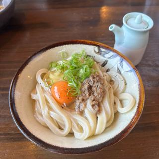 タコのアヒージョ釜玉(本格手打 あかみち)