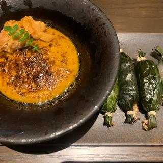 ウニと卵黄のディップ