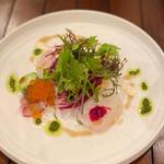 昆布締めウスバハギ・北山農園”旬野菜サラダ”