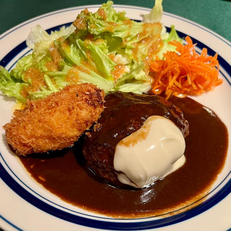 カニクリームコロッケ&チーズハンバーグ(ちょーと亭)